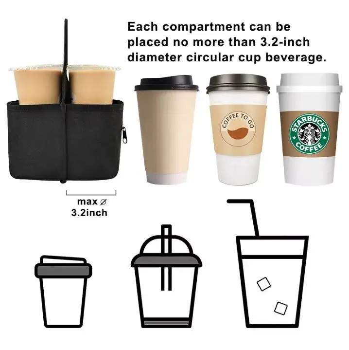 Φορητή τσάντα αποθήκευσης καφέ, 10 * 7 ίντσες Custom Coffee Cup Sleeves