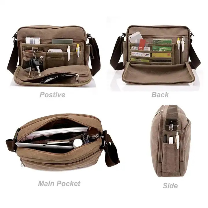 Μεταφορτώσιμο καμβά Offset εκτύπωση Crossbody Messenger τσάντα γυναικών 13,8 X 4 X 10,8 ίντσες