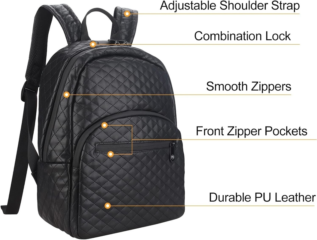 Μεγάλη χωρητικότητα Μαύρο PU Αδιάβροχο Custom Travel Smell Proof Bag για άνδρες με κλειδαριά