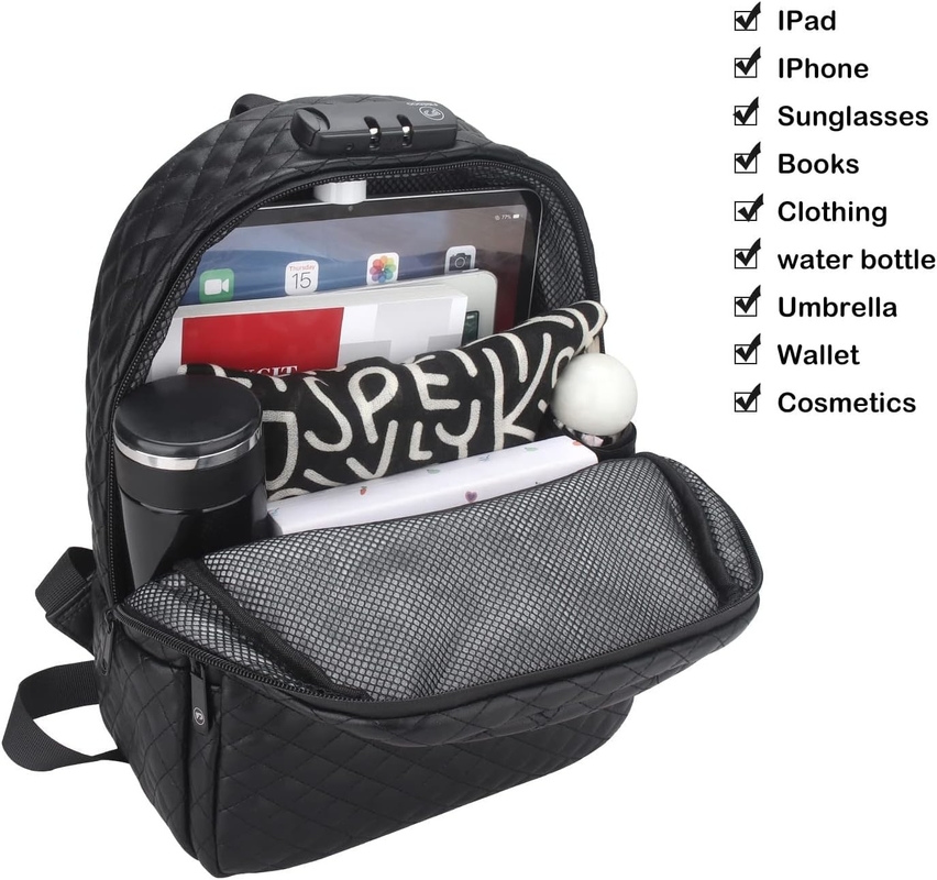 Μεγάλη χωρητικότητα Μαύρο PU Αδιάβροχο Custom Travel Smell Proof Bag για άνδρες με κλειδαριά
