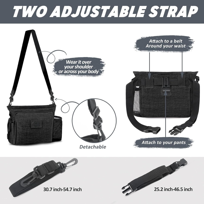Φορητό Walking Fanny Pack Ενσωματωμένο κάτουρο Custom με πολλαπλές τσέπες Ρυθμίσιμο ιμάντα ώμου