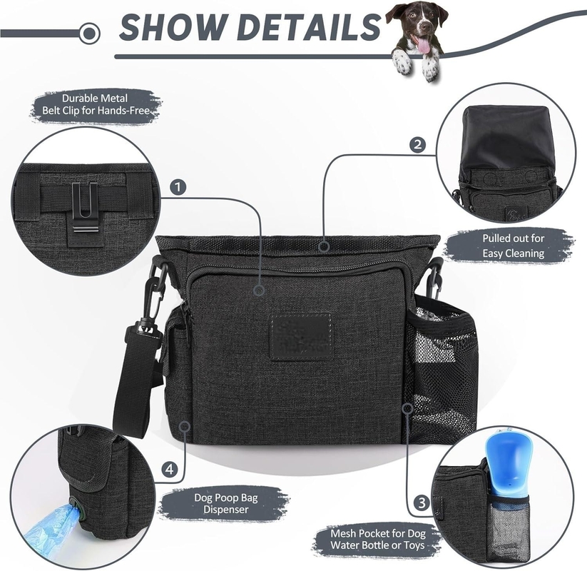 Φορητό Walking Fanny Pack Ενσωματωμένο κάτουρο Custom με πολλαπλές τσέπες Ρυθμίσιμο ιμάντα ώμου