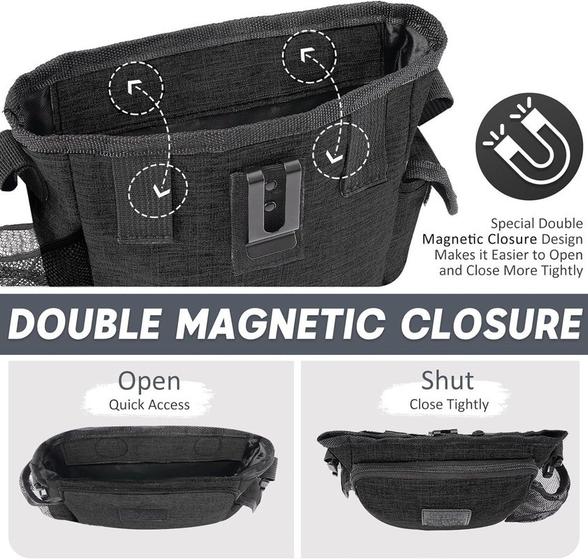 Φορητό Walking Fanny Pack Ενσωματωμένο κάτουρο Custom με πολλαπλές τσέπες Ρυθμίσιμο ιμάντα ώμου